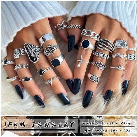 15-63 PCS Vintage Silver Knuckle Rings Set for Women Stackable Joint Finger - Picture 2 of 8